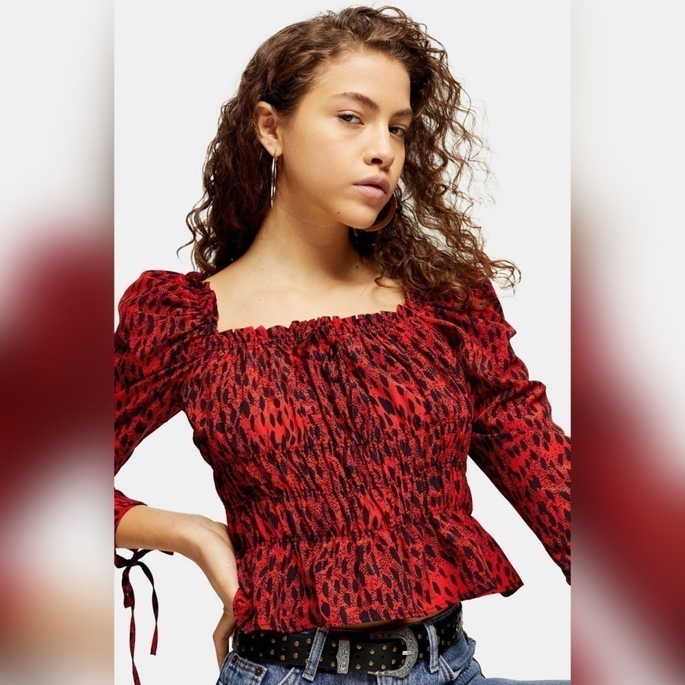 NWT Topshop Leopard Lace-Up‎ Blouse